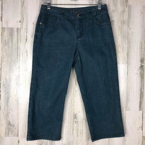 Baccini dyed denim teal capri jeans size 6P